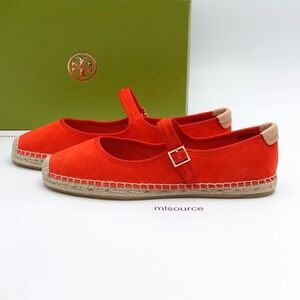 NEW Tory Burch Mary Jane Espadrilles Women's 169894-600 Blazing Red/Natural